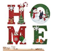 Lot de 4 lettres de Noël en bois pour décoration murale | Panneau mural pour bureau, salon, chambre à coucher, entrée, couloir