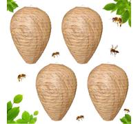Lot de 4 Leurres de Nid de Guêpes, Faux Leurre de Nid de Frelons, Leurres de Nid de Guêpe Piège à Guêpes, Nid d'abeille Répulsif Extérieur pour Jardins Domestiques et Extérieurs