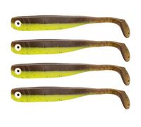 Lot de 4 leurres de pêche Zanderbait - 16 cm - Kiwi - Leurres de pêche artificiels - Leurres de Sandre - Softbait - Poisson en Caoutchouc