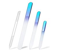 Lot de 4 limes à ongles en verre et coupe-cuticules double face pour manucure et pédicure - Lime à ongles en cristal - Lime à ongles et repousse-cuticules - Pour homme et femme