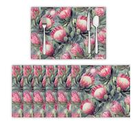 Lot De 4 Lin Protée Royale Set De Table, 30x45cm Plantes À Fleurs Set De Table RéSistants à La Chaleur Dessous Assiette pour Cuisine DéCoration