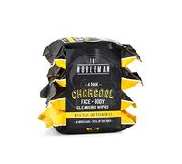 Lot de 4 lingettes nettoyantes pour visage et corps au charbon de bois pour homme 120 ct