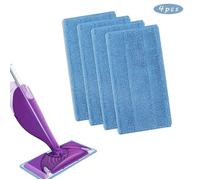 Lot de 4 Lingettes Réutilisable pour Swiffer Wet Jet Chiffon en Microfibre Lavable Nettoyer Le Sol Sec ou Humide (4pcs-bleu foncé)