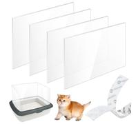 Lot de 4 litières pour chat Pee Shields de 30 x 40 cm avec 1 rouleau de fermetures Velcro, protection anti-éclaboussures pour litière pour chat, accessoires pour chatons, ouverture par le haut