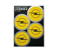 Lot de 4 logos compatibles avec Opel, diamètre 48 mm, produit sous licence, 94 x 131 mm (jaune)