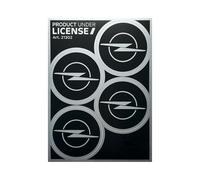 Lot de 4 logos compatibles avec Opel, diamètre 48 mm, produit sous licence, 94 x 131 mm (Noir)