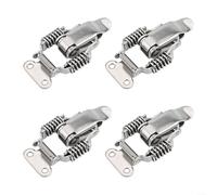 Lot de 4 loquets de tiroir à ressort en acier inoxydable à double action avec mécanisme de verrouillage sécurisé pour boîtes à outils, valises, boîtes de rangement et armoires, argenté (S)