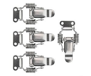 Lot de 4 loquets de tiroir à ressort en acier inoxydable - Double action - Loquet de serrage pour boîtes à outils, valises, armoires de rangement - Argent (S: 58 x 36 mm et S)