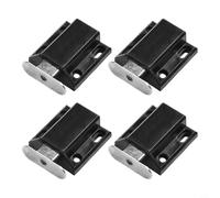 Lot de 4 loquets magnétiques à pousser pour portes de tiroir d'armoire, loquet à pression tactile avec aimant puissant, fermeture de placard en plastique blanc dur (noir)
