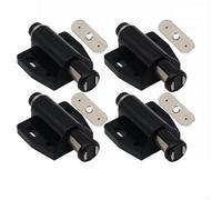 Lot de 4 loquets magnétiques pour portes d'armoire, fonctionnement simple par pression, forte adhérence magnétique pour une fermeture sécurisée (noir)