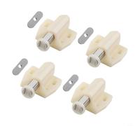 Lot de 4 loquets magnétiques tactiles à pousser pour portes d'armoires de cuisine, tiroirs, placards, blanc, noir, ABS, 55 mm, matériel d'installation facile (blanc)