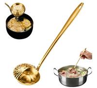 Lot de 4 louches en acier inoxydable 2 en 1 pour séparer les liquides, passoire à soupe à double usage pour la cuisson et la passoire (doré)
