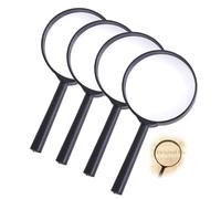 Lot de 4 loupes pour enfants, détective pour anniversaire d'enfant, décoration de petit cadeau, cadeau d'anniversaire, fête magnifying en verre, kit de police, loupe numérique pour enfants, loupe pour
