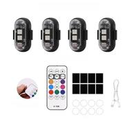 Lot de 4 lumières stroboscopiques LED avec télécommande, sans fil, LED d'ambiance 8 couleurs, rechargeables par USB, étanches, clignotantes pour voiture, drone, moto, vélo, camion