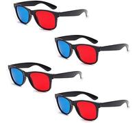 Lot de 4 lunettes 3D universelles rouges et bleues avec cadre vidéo dimensionnel pour jeux de films 3D, lunettes de visualisation 3D, design simple et léger, accessoires