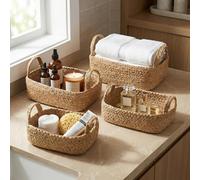 Lot de 4 magnifiques paniers de rangement en corde de jute naturelle pour étagères parfaits pour organiser votre maison - Bacs de rangement de qualité qui s'adaptent facilement à n'importe quelle