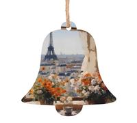 Lot de 4 magnifiques pylônes au loin en bois en forme de cloche - Pendentifs vintage pour décoration de maison de vacances