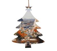 Lot de 4 magnifiques pylônes au loin en bois en forme de sapin de Noël - Décorations vintage pour décoration de maison de vacances
