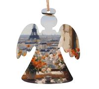 Lot de 4 magnifiques pylônes au loin en bois pour sapin de Noël en forme d'ange - Décorations vintage pour décoration de maison de vacances