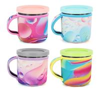 Lot de 4 manchons à crème glacée en néoprène avec poignée, couvercles isothermes réutilisables compatibles avec les bacs à crème glacée Ninja Creami NC301 NC300 NC299AMZ Series (dégradé)