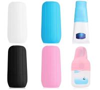 Lot de 4 Manchons Élastiques pour Voyage, Silicone Manchons Anti-Fuite Réutilisables Housse de Bouteille pour Flacon de Voyage Avion Bouteilles de Shampoing Récipient de Voyage (Multicolore)