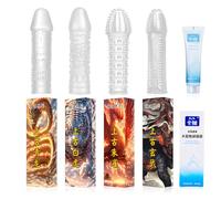 Lot de 4 manchons pour pénis Dick - Lubrifiant 25 g,Penis Crystal Thread Extension Cock Sleeves Préservatifs Réutilisables,Retard Rehausser Gaine Réaliste Pénis Extenseur Plaisir Couple Jouets