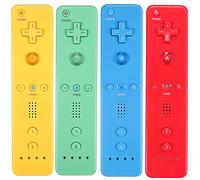 Lot de 4 manettes Wii avec étui en silicone et dragonne compatible avec console Wii/Wii U Jaune/vert/bleu/rouge