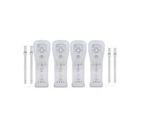 Lot de 4 manettes Wii avec étui en silicone et dragonne, télécommande Wii pour Wii/Wii U - Blanc