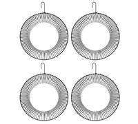 Lot de 4 mangeoires à suspendre pour couronnes d'arachides entières avec crochet de suspension, mangeoires rondes en métal pour nourrir les oiseaux avec crochet de suspension de grande capacité pour