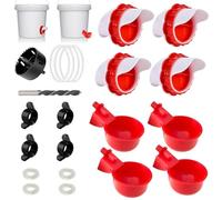Lot de 4 mangeoires automatiques pour poulet, mangeoires et abreuvoirs d'eau avec scie cloche sans déchets pour poulets, volailles, seaux, barils, bacs