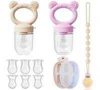 Lot de 4 mangeoires élégantes anti-chute pour sucettes de fruits, moules à sucettes glacées pour lait maternel avec couvercles, tétine de dentition, la mangeoire parfaite pour les aliments, dentition