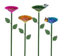 Lot de 4 mangeoires en métal en forme de fleur pour abeilles - Étanche - Coloré - Pour jardin, cour, extérieur, ruche