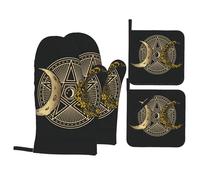 Lot De 4 Maniques Cuisine Gants Four Déesse de la Triple Lune Sorcière