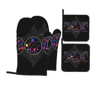 Lot De 4 Maniques Cuisine Pentagramme de la Déesse Triple Lune Wiccan