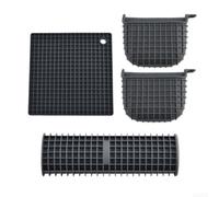 Lot de 4 maniques de cuisine en silicone résistant à la chaleur avec dessous de plat antidérapant - Passe au lave-vaisselle - Noir