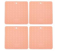 Lot de 4 maniques en silicone | Dessous de plat résistants à la chaleur pour la cuisine | Coussinets chauds carrés antidérapants pour comptoirs et tables | Passe au lave-vaisselle | Lot de 4 (rose)