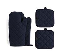Lot de 4 maniques et maniques de cuisine - Doublure 100 % coton - Gants de cuisine résistants - Poignée texturée antidérapante - Gants de cuisine pour barbecue, four, four à micro-ondes - Bleu