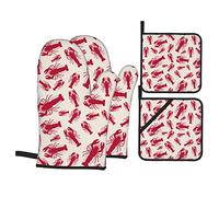 Lot de 4 maniques et maniques en forme de homard, antidérapants, résistants à la chaleur, pour la cuisine, la cuisson, le barbecue, etc