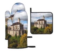 Lot de 4 maniques et maniques historiques des monuments d'Arménie - Résistants à la chaleur - Imperméables - Antidérapants - Pour barbecue - Pour la cuisine et la décoration de pâtisserie