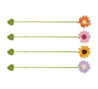 Lot de 4 marque-pages au crochet en forme de fleur au crochet - Accessoires pour les amateurs de livres | V pour, adultes, enseignants, studio, école, bureau, salle de bain, bureau, maison