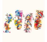 Lot de 4 marque-pages avec broderie diamant 5D avec pendentif en cristal, cadeau d'anniversaire unique pour femme et amateurs de livres (oiseau-3)