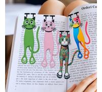 Lot de 4 marque-pages en acrylique colorés sur le thème du chat mignon pour les amateurs de livres, écrivains, lecteurs, enseignants, hommes et femmes - Marqueurs de page pour la lecture