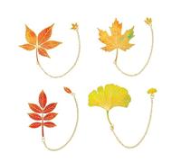 Lot de 4 marque-pages en alliage en forme de feuille, élégant en métal doré avec motifs inspirés de l'automne, cadeaux uniques sur le thème de l'automne et de la nature pour les amateurs de livres