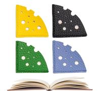 Lot de 4 marque-pages en cuir en forme de fromage | Marque-livres pour lecture pour club, étude, enseignants, étudiants, anniversaire, bibliothèque, école, bureau