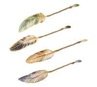 Lot de 4 marque-pages en métal à plumes rétro avec pendentif marque-page pour la lecture