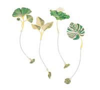 Lot de 4 marque-pages en métal avec chaîne en forme de feuille de lotus, cadeaux d'anniversaire, cadeaux de Noël, cadeaux uniques pour plantes, accessoires littéraires, cadeaux pour femmes, filles,