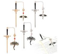 Lot de 4 marque-pages fantaisie en métal avec pendentif en cristal - Marque-page personnalisé - Cadeau pour les amateurs de lecture, femmes et hommes