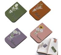 Lot de 4 marque-pages personnalisés pour femmes, marque-pages magnétiques en cuir avec motifs floraux des quatre saisons - Cadeaux mignons pour les amatrices de lecture, Magnetic Bookmark