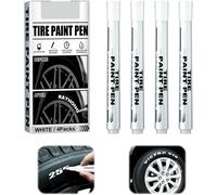 Lot De 4 Marqueur Blanc Indelebile,14.5cm Stylo Pneu Blanc,Pneu Peinture Stylo Imperméable,Feutre Pneu,Marqueur Acrylique,Stylo Peinture Pneu Pour Vélo Moto,Marqueur De Pneu,Pierre,Bois,Verre