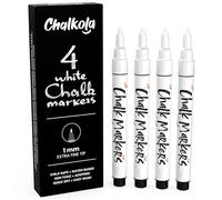 Lot de 4 marqueurs à craie blanche à pointe extra fine de 1 mm - Marqueurs à encre blanche effaçable à sec pour tableau noir, tableau noir, fenêtres, panneaux, verre, à base d'eau, non toxique